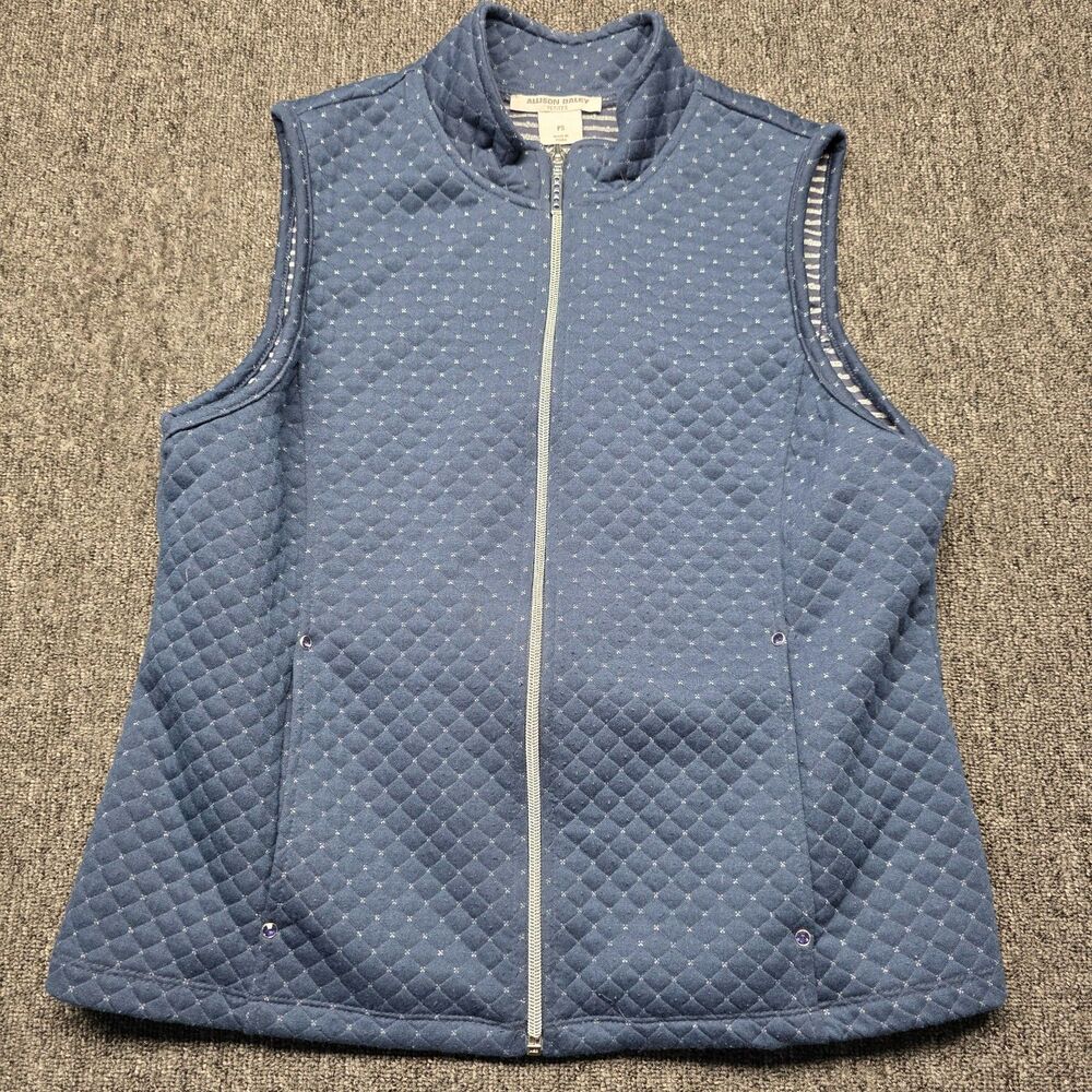 Alison Daley Petites Womens PS Sleeveless Zip Vest Blue Silver Stretch Top Vest